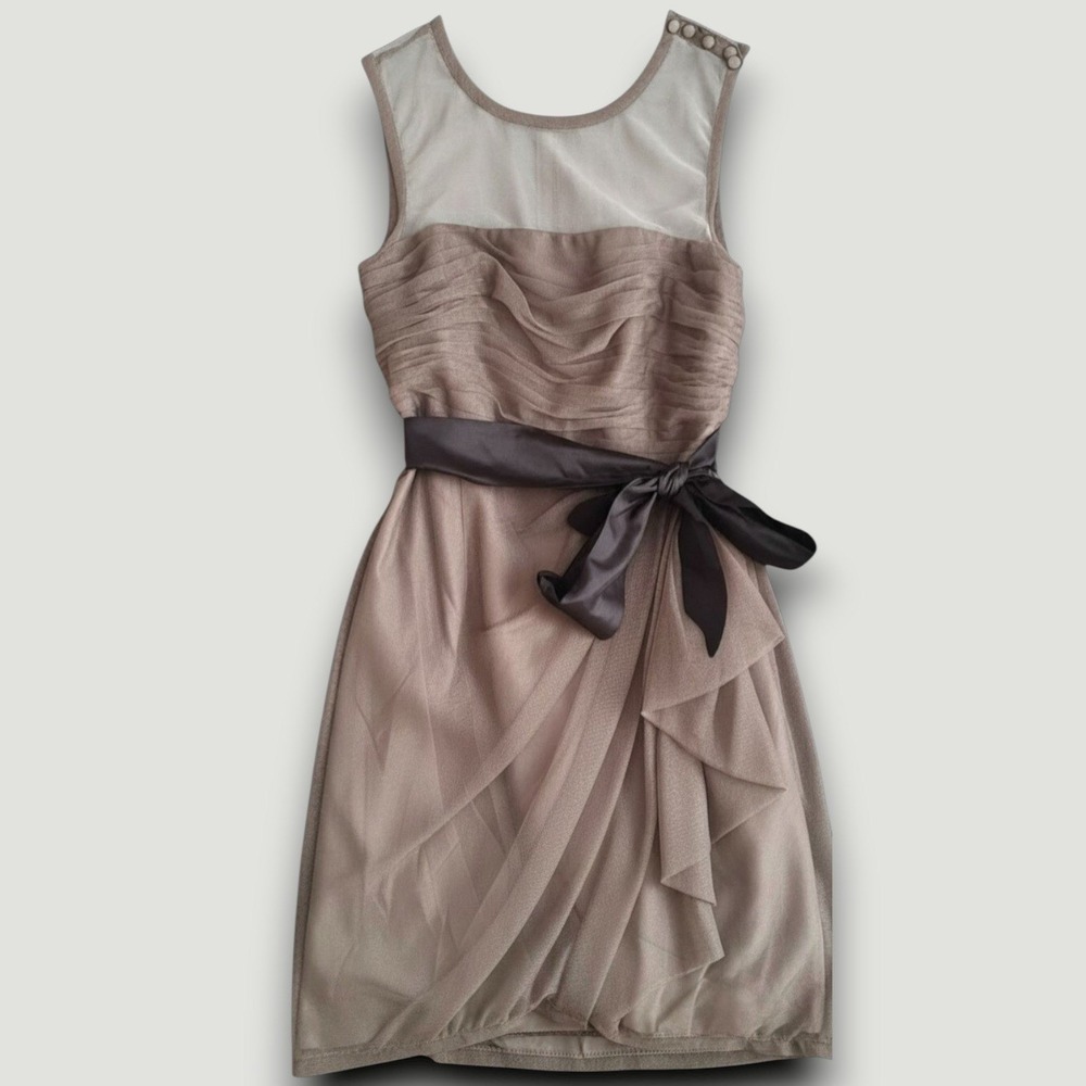 White by Vera Wang Dress 10 Gray Tulle Ruched Cocktail Party Designer‎ VW361021
